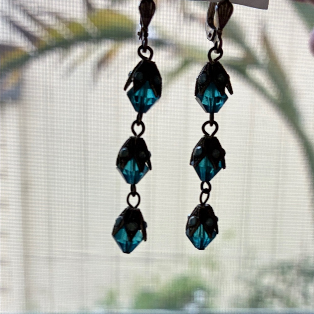 Blue bead Drop Earrings